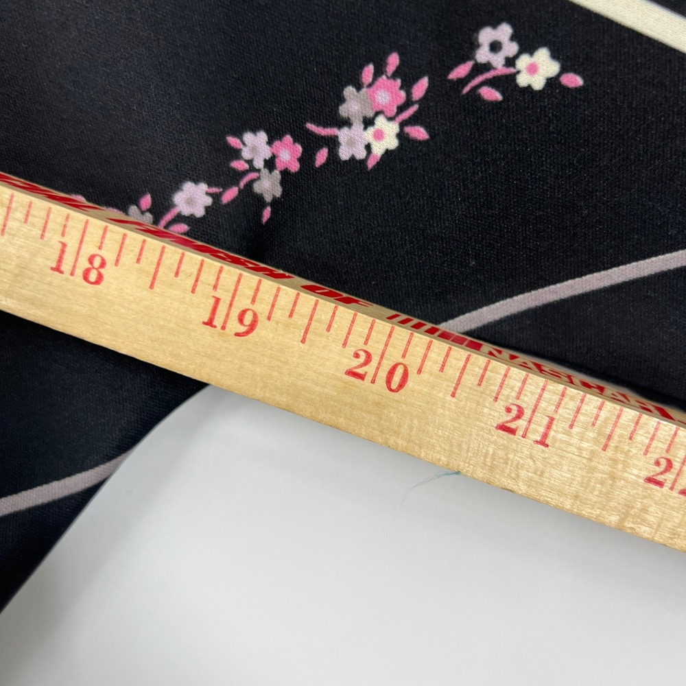 Vintage Avon Fashions Black Floral Midi Dress 7/8 Pink Purple Stripe 8498 - Picture 10 of 10
